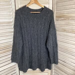 Jarbo Rinnova Charcoal Gray Soft Baby Alpaca Cableknit Tunic Sweater S $548